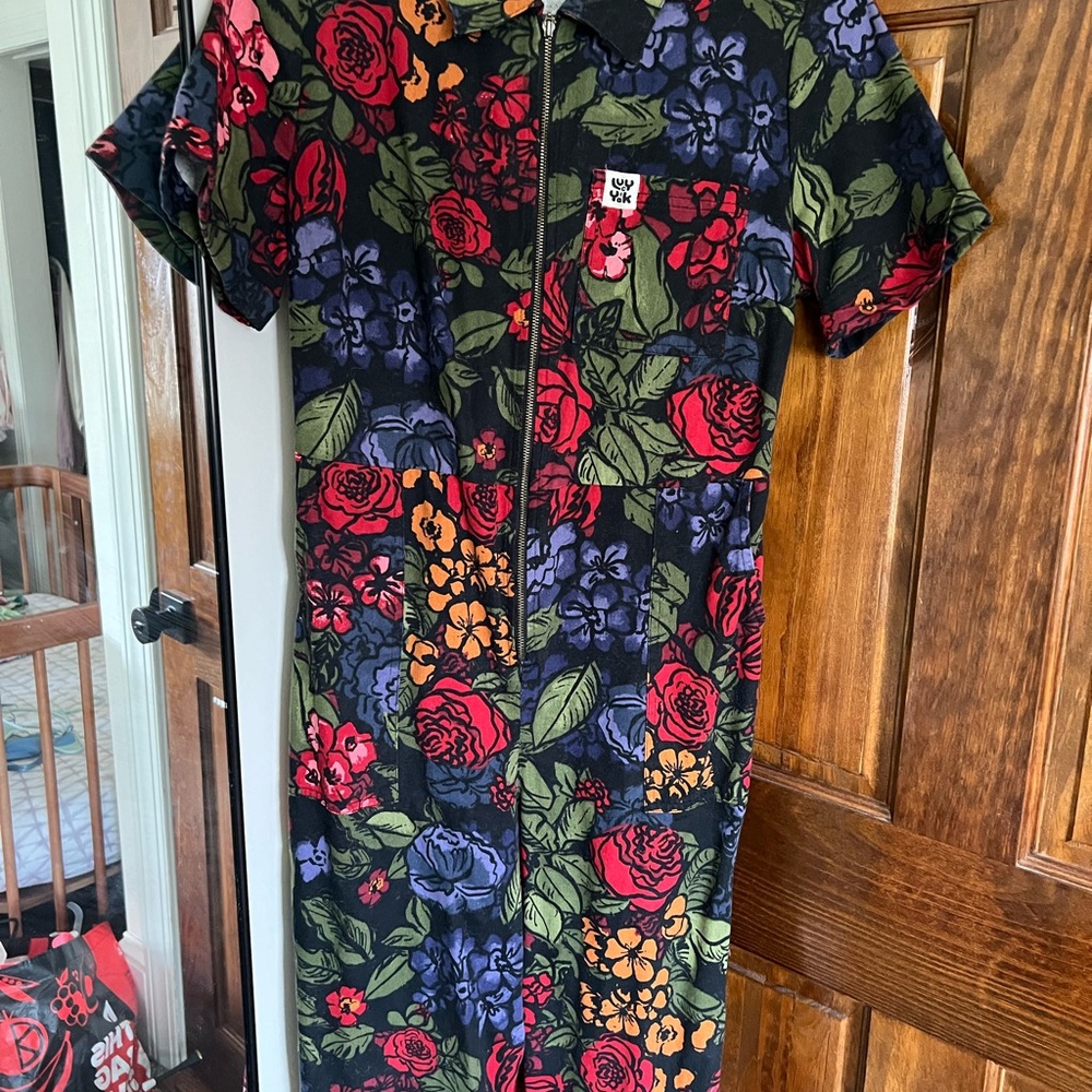 Colorful Floral Zip-Up Jumpsuit